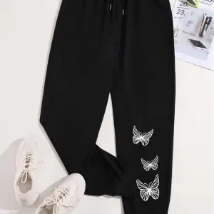 Butterfly Print Drawstring Waist 4 Mevsim Eşofman