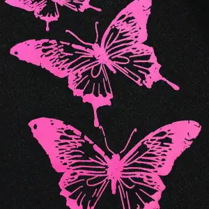 Butterfly Print Drawstring Waist 4 Mevsim Eşofman