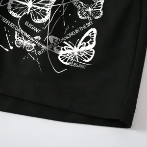 Butterfly Print Drawstring Waist Drawstring Waist Şort