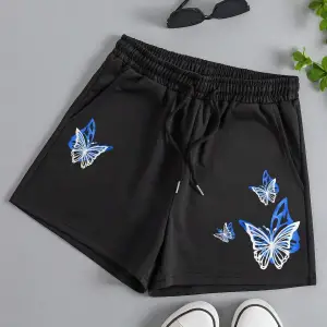 Butterfly Print Drawstring Waist Şort