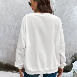 Butterfly Print Drop Shoulder Beyaz