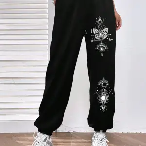 Butterfly Print Elastic Waist 4 Mevsim Eşofman