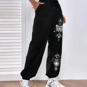 Butterfly Print Elastic Waist 4 Mevsim Eşofman