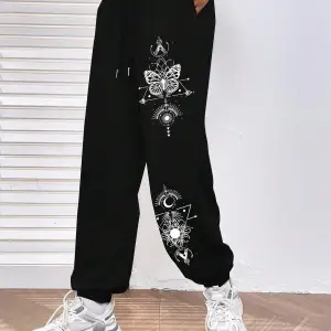 Butterfly Print Elastic Waist 4 Mevsim Eşofman