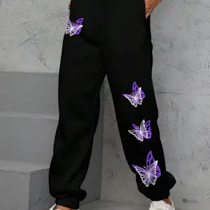 Butterfly Print Slant Pocket 4 Mevsim Eşofman