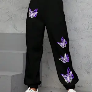 Butterfly Print Slant Pocket 4 Mevsim Eşofman