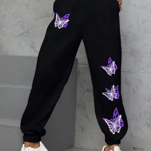 Butterfly Print Slant Pocket 4 Mevsim Eşofman