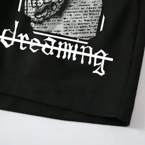 Butterfly & Slogan Graphic Drawstring Waist Track Şort