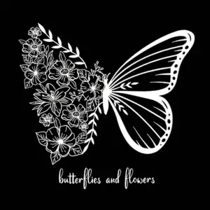 Butterfly & Slogan Graphic Kangaroo Pocket Drawstring Hoodie Siyah