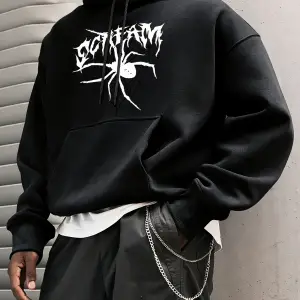 Büyük Siyah Bir Örümcek Kırmızı Örümcek Ağı Üzerinde Yatıyor Baskılı Erkek Bol Rahat Sokak Gi