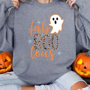 Cadılar bayramı Kaçan Küçük Hayalet Baskı Tişörtü Bayan Kış Polar Sıcak Hoodie Crewneck Gevşe