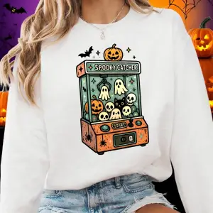 Cadılar bayramı Temalı Bebek Makinesi Baskılar Tişörtü Kadın Gevşek Temelleri Hoodie Polar Sı