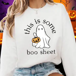 Cadılar Bayramı Tişörtleri Kadınlar İçin Bazı Boo Sheet Hayalet Baskılı Kapüşonlular Gevşek P