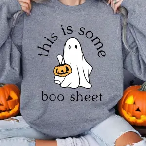 Cadılar Bayramı Tişörtleri Kadınlar İçin Bazı Boo Sheet Hayalet Baskılı Kapüşonlular Gevşek P