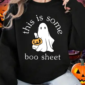 Cadılar Bayramı Tişörtleri Kadınlar İçin Bazı Boo Sheet Hayalet Baskılı Kapüşonlular Gevşek P