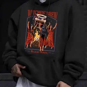 Cadılar Brew Black Magic Baskılı Erkek Kazak Rahat Kazak Gevşek Trendy Tüm Maç Hoody Unisex S