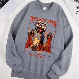 Cadılar Brew Siyah Sihirli Baskılar Kazak Erkekler Tüm Maç Polar Kazak Unisex Rahat Sonbahar