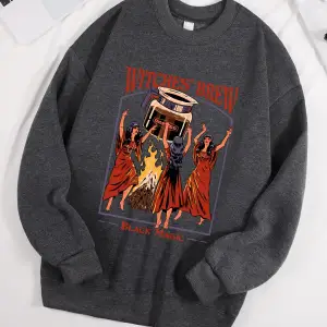 Cadılar Brew Siyah Sihirli Baskılar Kazak Erkekler Tüm Maç Polar Kazak Unisex Rahat Sonbahar