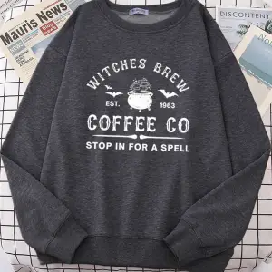 Cadılar Demlemek Kahve Mektup Baskı Basit Düz Renk Mektup Baskı Bayan Tişörtü Uzun Kollu Sıca