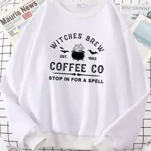 Cadılar Demlemek Kahve Mektup Baskı Basit Düz Renk Mektup Baskı Bayan Tişörtü Uzun Kollu Sıca