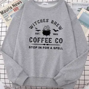 Cadılar Demlemek Kahve Mektup Baskı Basit Düz Renk Mektup Baskı Bayan Tişörtü Uzun Kollu Sıca