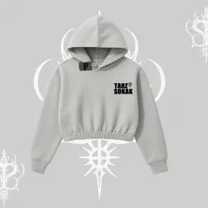 Cafe - Butik - Galeri vb işyerlerine  Kadın Kapşonlu Crop  Sweatshirt