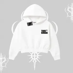 Cafe - Butik - Galeri vb işyerlerine  Kadın Kapşonlu Crop  Sweatshirt