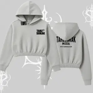 Cafe - Butik - Galeri vb işyerlerine  Kadın Kapşonlu Crop  Sweatshirt