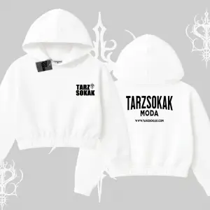 Cafe - Butik - Galeri vb işyerlerine  Kadın Kapşonlu Crop  Sweatshirt