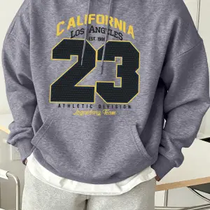 California Athletic Division Number 23 Baskılı Hoody Erkek Sokak Stili Yumuşak Sweatshirtler