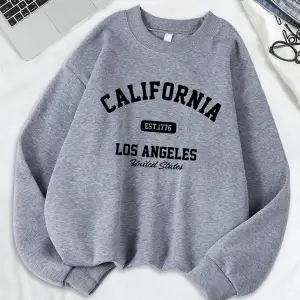 California Los Angeles Est 1776 Baskılar Tişörtü Kadın Bisiklet Yaka Temelleri Kapüşonlular G