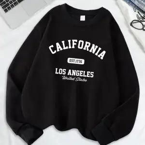 California Los Angeles Est 1776 Baskılar Tişörtü Kadın Bisiklet Yaka Temelleri Kapüşonlular G