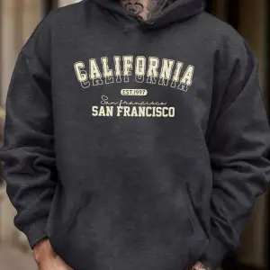 California San Francisco Est 1997 Baskılı Yumuşak Bol Kapüşonlu Üstler Polar Sonbahar Spor Gi
