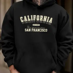 California San Francisco Est 1997 Baskılı Yumuşak Bol Kapüşonlu Üstler Polar Sonbahar Spor Gi