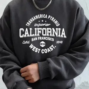 California West Coast Prints Erkek Kapüşonlular Sonbahar Gevşek Tişörtü Hip Hop Bisiklet Yaka