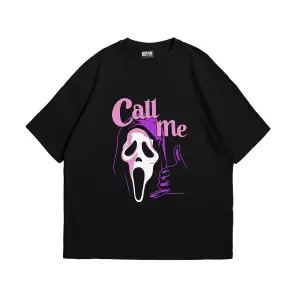 Call Me Baskılı Oversize Unisex Siyah