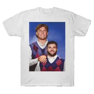 Cam Skattebo ve Jaxson Dart Step Brothers New York Futbol Taraftarı T-shirt Erkekler Kadınlar