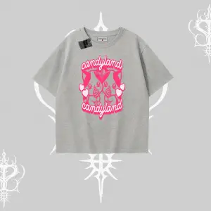 Candyland Yazılı Sevimli Kedi Baskılı Biskilet Sweatshirt