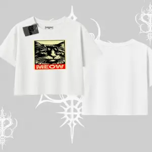 Candyland Yazılı Sevimli Kedi Baskılı Kapşonlu Crop Sweatshirt