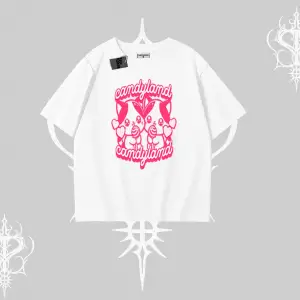 Candyland Yazılı Sevimli Kedi Baskılı Kapşonlu Sweatshirt