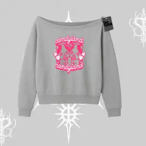 Candyland Yazılı Sevimli Kedi Baskılı Kapşonlu Sweatshirt