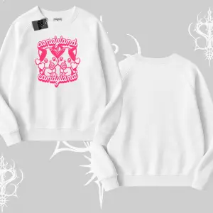 Candyland Yazılı Sevimli Kedi Baskılı Kayık Yaka Tshirt