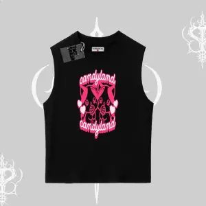 Candyland Yazılı Sevimli Kedi Baskılı Oversize Tshirt