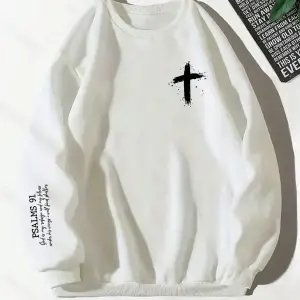 Çapraz & İncil psps91 baskı kadın tişörtü Harajuku Fit giysi moda büyük boy kazak rahat kürk-