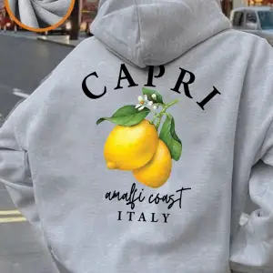 Capri Amalfi Coast İtalya Limon Baskılı Kapüşonlu Üstler Kadınlar Kışlık Polar Sıcak Sweatshi