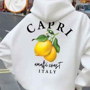Capri Amalfi Coast İtalya Limon Baskılı Kapüşonlu Üstler Kadınlar Kışlık Polar Sıcak Sweatshi