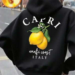 Capri Amalfi Coast İtalya Limon Baskılı Kapüşonlu Üstler Kadınlar Kışlık Polar Sıcak Sweatshi