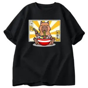 Capybara pamuklu t-shirt rahat erkek giysileri boy kısa kollu Tees yaz japon Streetwear 90s h 2865