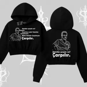 Çarpılır mı? Çarpılmıştır. Kapşonlu Crop Sweatshirt