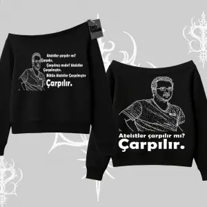 Çarpılır mı? Çarpılmıştır. Kayık Yaka Sweatshirt